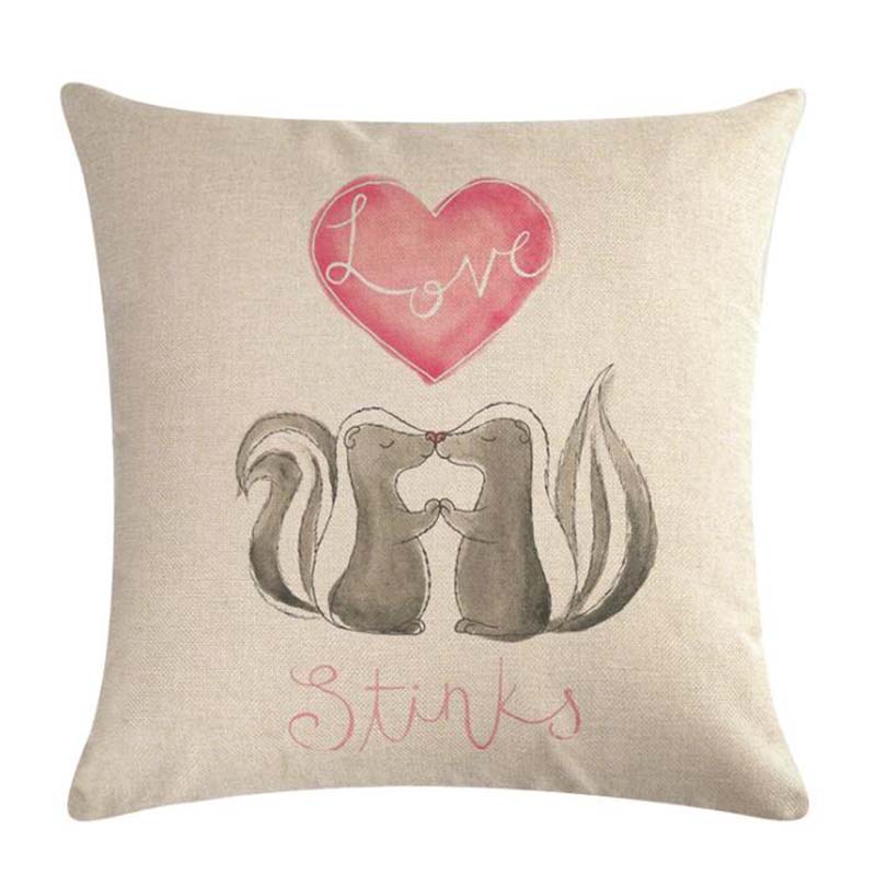 

Lovely Squirrel Printed Linen Pillowcase Bedroom Home Decor Square Cushion Cover 45x45cm Fall In Love Animal Pattern Throw Cover, Style 3