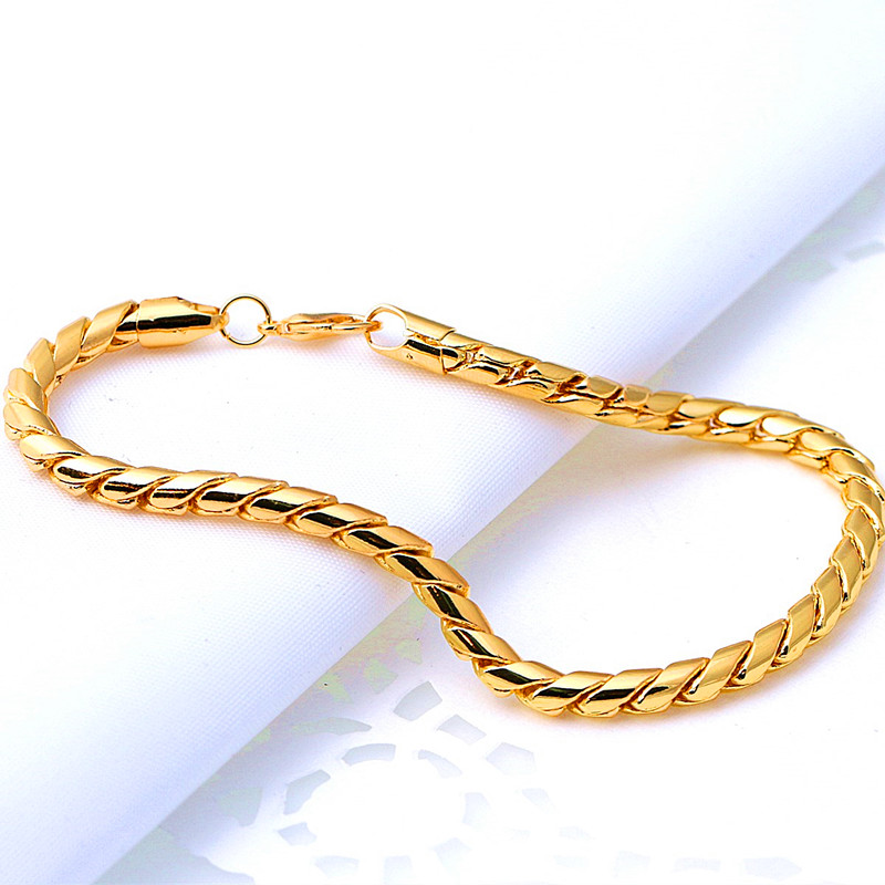 

Charm Bracelets Golden Snake Bone Bracelet Classic Fashion Wild Woman Hand Jewelry Chain