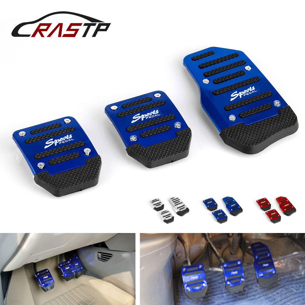 

RASTP - 3Pcs Aluminum Car Manual Series Automatic Brake Accelerator Non-slip Foot Rest Pedal Pad Cover Car Accessories RS-ENL018