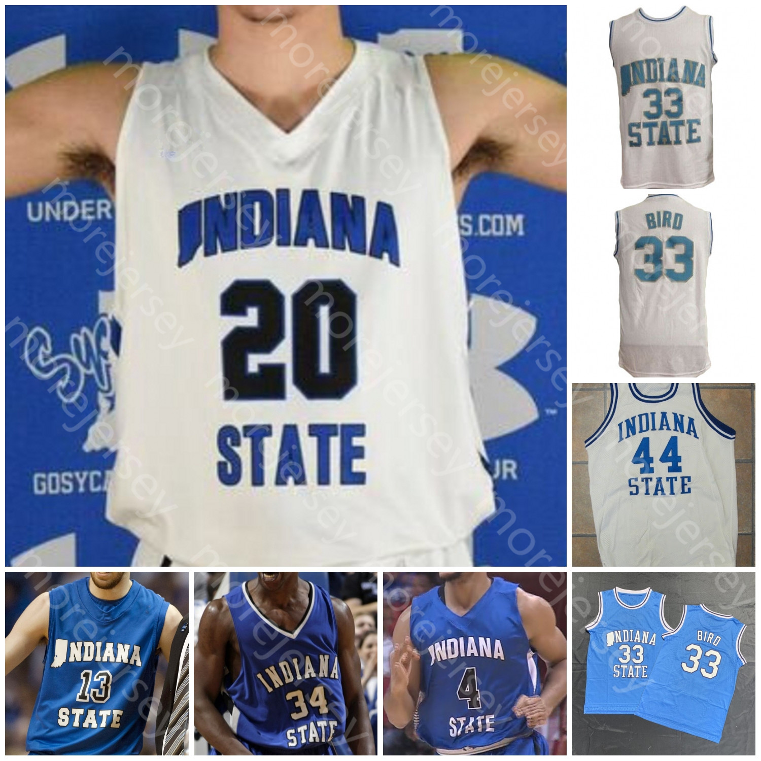 

Custom Indiana State Sycamores Basketball Jersey NCAA College Tyreke Key Barnes Jake Laravia Cooper Neese Tre Williams Williams, Blue vintage