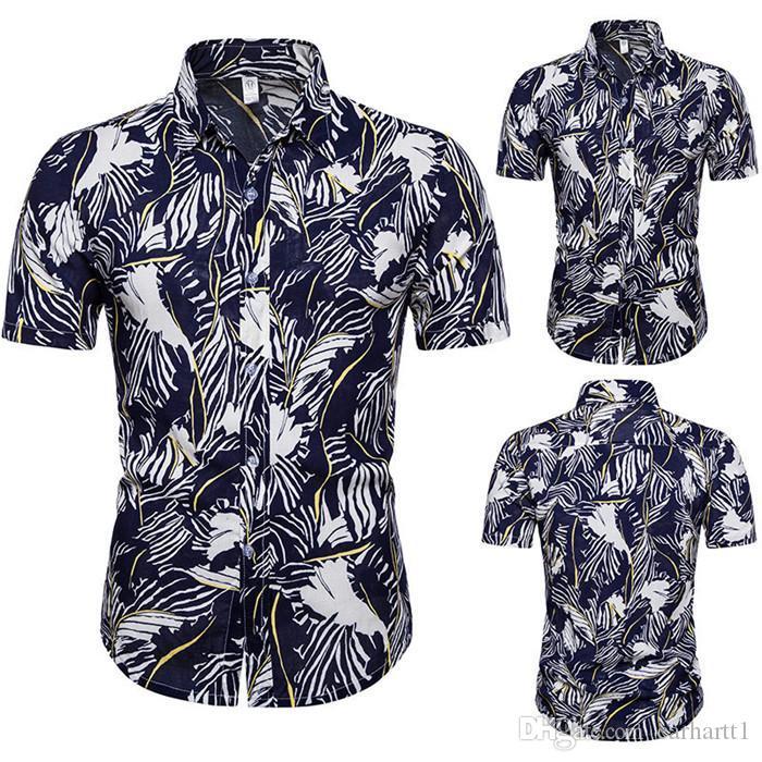 

Printed Casual Shirt New Fashion Style Short Sleeve Loose Turn Down Shirt Mens Summer Desinger, Black