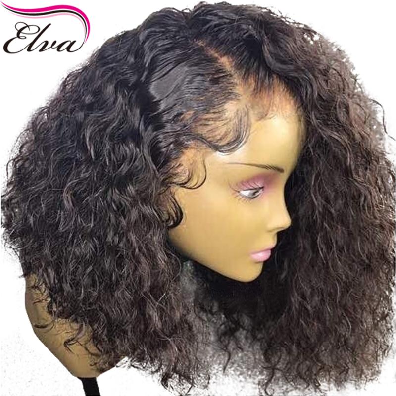 

Elva Hair Curly 360 Lace Frontal Wig Pre Plucked Hairline Short Human Hair Bob Wigs For Black Women Brazilian Remy Lace Wig, Natural color