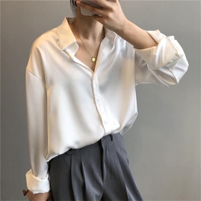 camisa raso blanca mujer