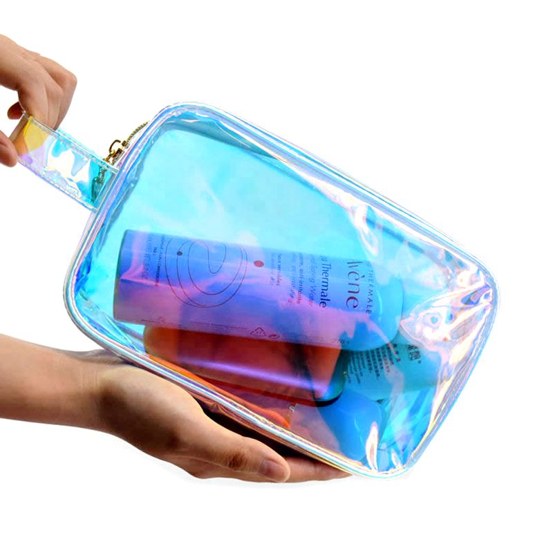 

Fashion Travel Transparent Laser Cosmetic Bag Portable Makeup Case Beauty Organizer Toiletry Women Zipper Wash Make Up Kit Box
