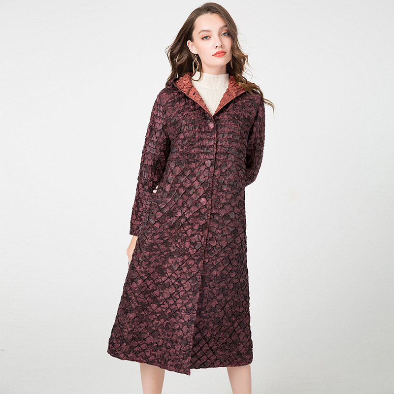 

Thin hooded cotton-padded women's light and stylish long loose new winter cotton-padded trench free shipping, Black