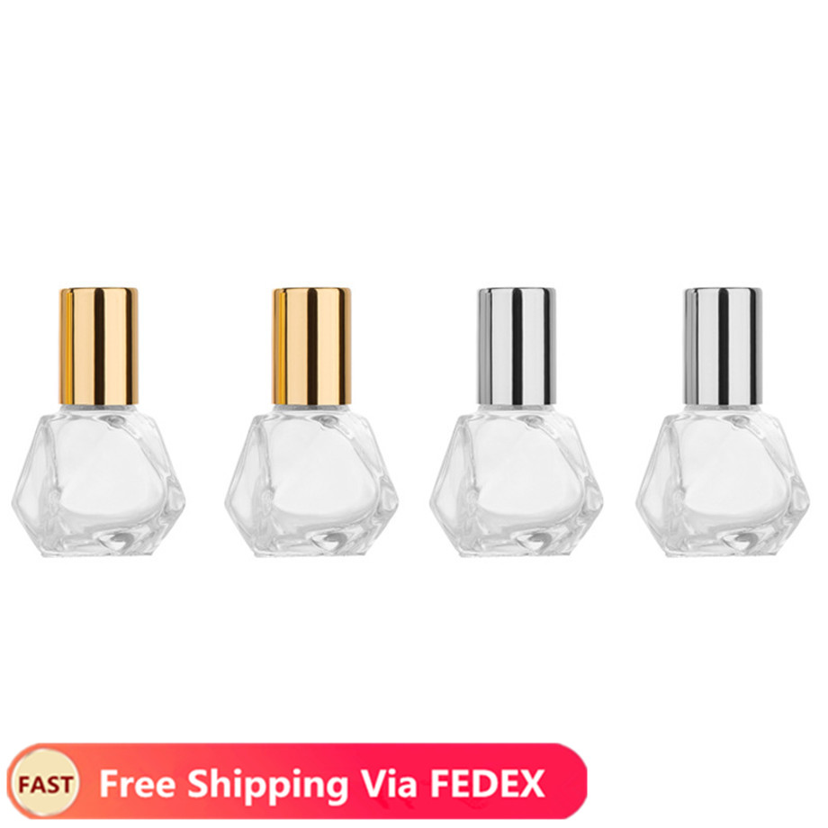 

8ml Mini Glass Roll-on Bottles Alloy Cover Refillable Essential Oils Bottle Travel Empty Cosmetic Containers Perfume Bottle