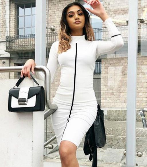 

Dresses Fashion Candy Color Dresses Casual Stand Collar Long Sleeve Dresses Women Clothing Women Designer Bodycon, Gray