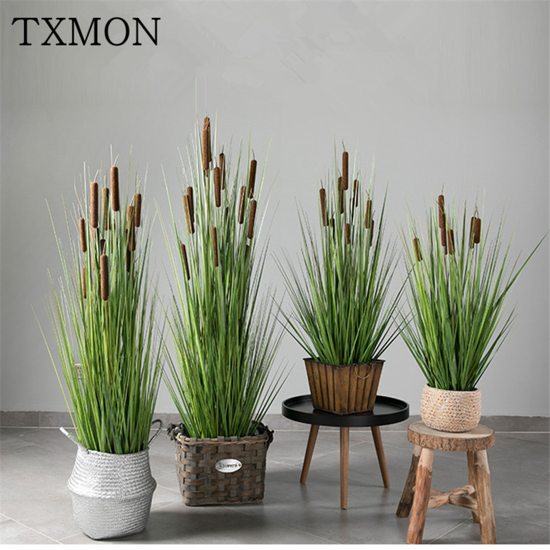 

Nordic ins simulation plant beauty Chen potted water candle pot simulation reeds grass water candles pots decoration office, A 82cm