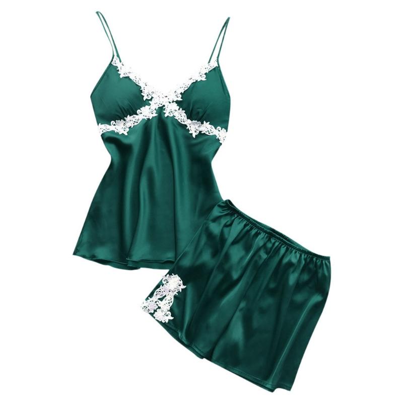 

pajamas for women home suit women 2019 Sexy Lace Lingerie Nightwear Underwear Babydoll Short Sleepwear 2PC Set#3