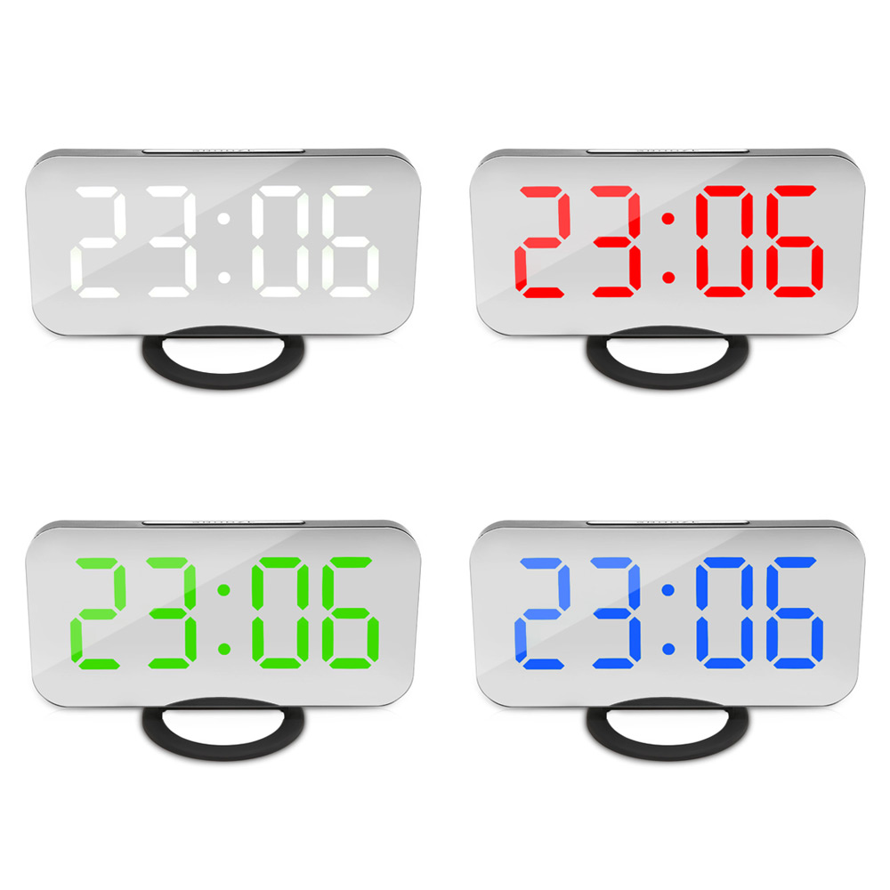 

LED Digital Alarm Clocks Mirror Snooze Night Light LCD Display USB Charging Cable Memory Adjustable Brightness Desktop Watch