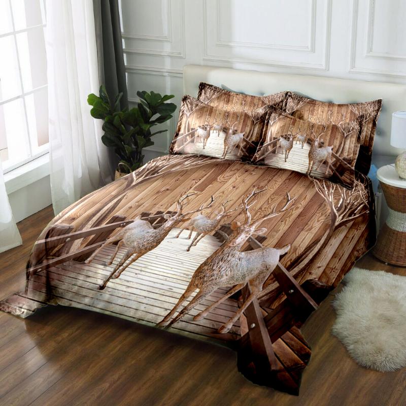 

3d Bedding Set  Full Queen Bed Sheet Duvet Bed Cover Double Set Pillowcase Deer Print