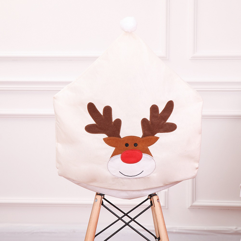 

Merry Christmas Chair Cover Decoration Embroidery Deer Cartton Pattern Non-woven Fabric Dinner Table Seat Ornaments NMR0414