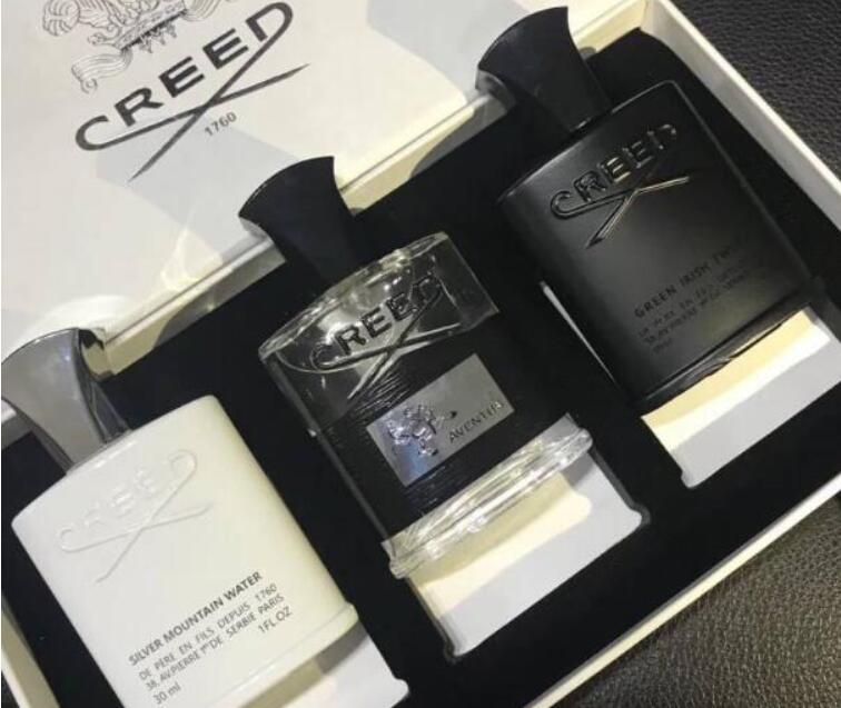 

High quality Creed Cologne perfume 30ml*3 Aventus Green Irish and Silver Water mini set long lasting and fragance free ship