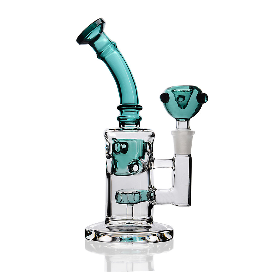 

8.2 inch tall tube glass bong 2 chamber recycler perc oil dab rigs Slitted drum percolator water toro pipe