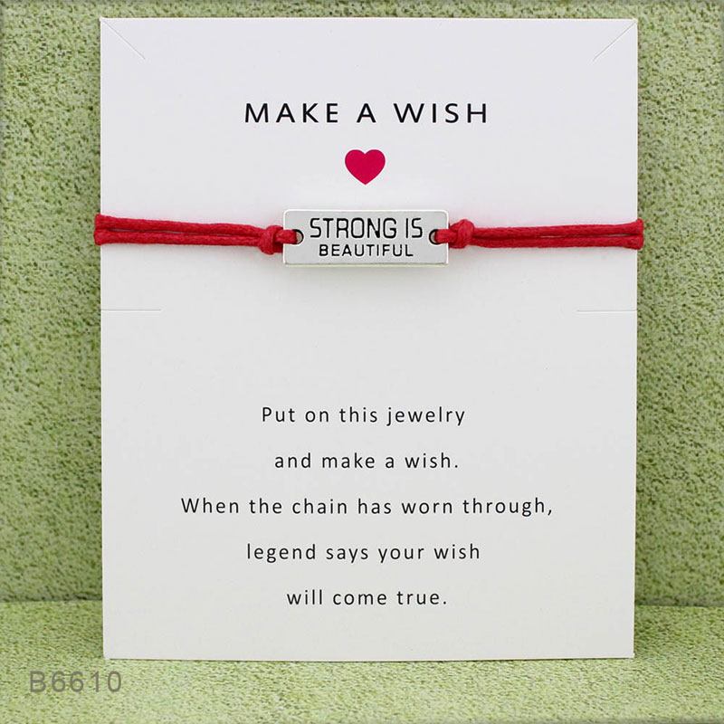 

STRONG IS BEAUTIFUL Love Handmade Rope Charm Bracelets for Women Men Friendship Statement Wish Jewelry With Card