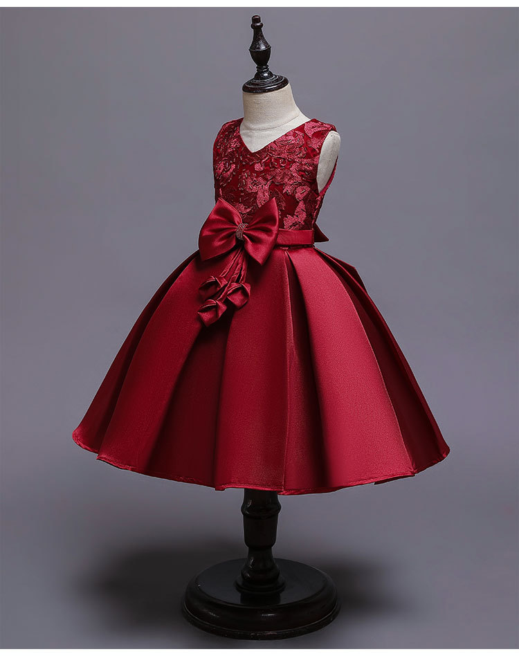 

4 to 11 yrs Girls summer ball grown beading dresses, children holiday party tutu bow dress, kids & teenager boutique clothing, R1AA806DS-51, Red