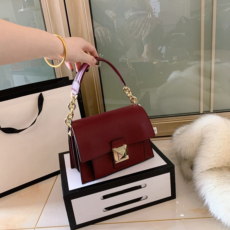 

Fashion Brands Designer handabg leather Fashion Chain Bag Cross-Body Pure Color Female Women's Handbag Shoulder Bag Luxury patchwork bag, Black;red