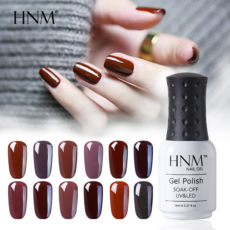 

HNM 8ML Nail Polish Coffee Brown Series Stamping Paint Gel Lak Nails Base Top Coat Primer Gelpolish Hybrid Lucky Lacquer, Base coat