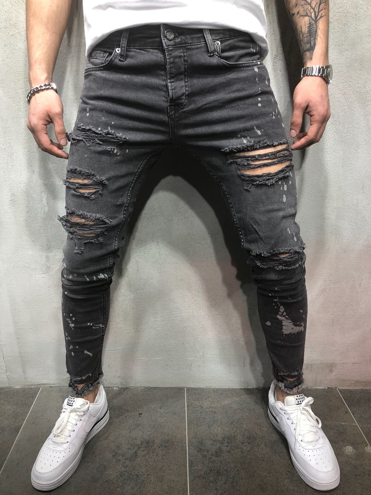 ankle zipper skinny jeans mens