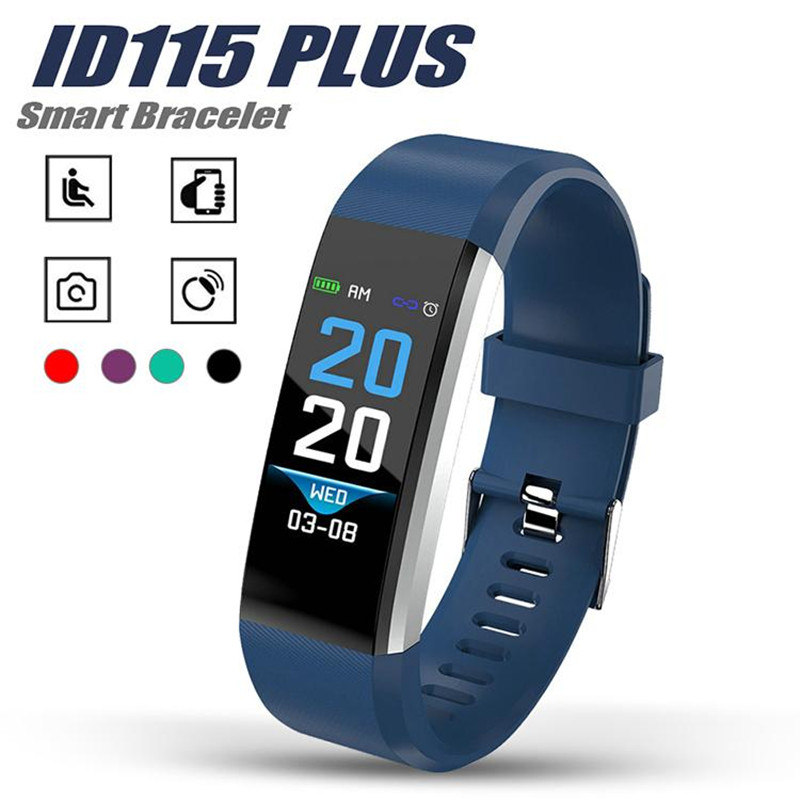 

ID 115 Plus Smart Bracelet Smart Sport Wristband Fitness Activity Tracker Pedometer Heart Rate Blood Pressure Monitor For Android iOS In BOX