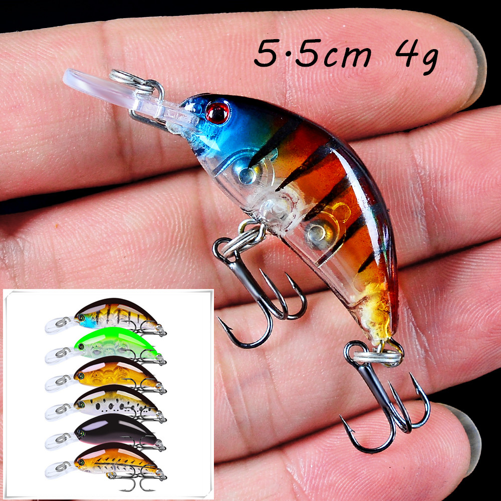 

1pc Crank Plastic Hard Baits & Lures 6 Color Mixed 5.5CM 4G 10# Hook Fishing Hooks Pesca Fishing Tackle B14_127