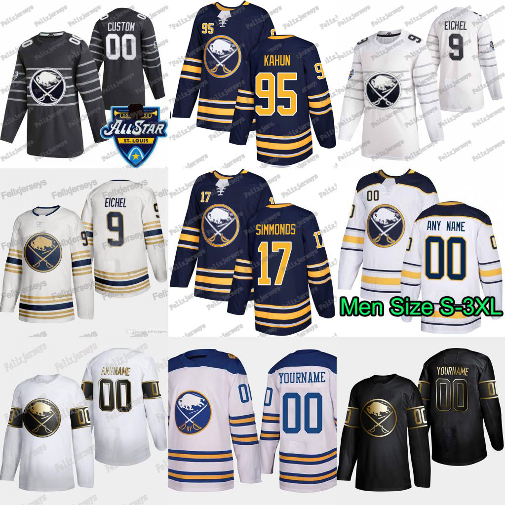 

17 Wayne Simmonds Buffalo Sabres Dominik Kahun Jack Eichel Victor Olofsson Rasmus Dahlin Sam Reinhart Jeff Skinner Rasmus Ristolainen Jersey, 50th white gold women: size s-xxl
