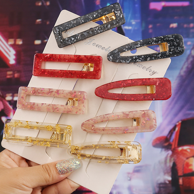 

Fashion Korea Hair Clips for Girls Leopard Marble Textured Geometric Hollow Acrylic Hair Clip Hairclip Clips Women Headwear