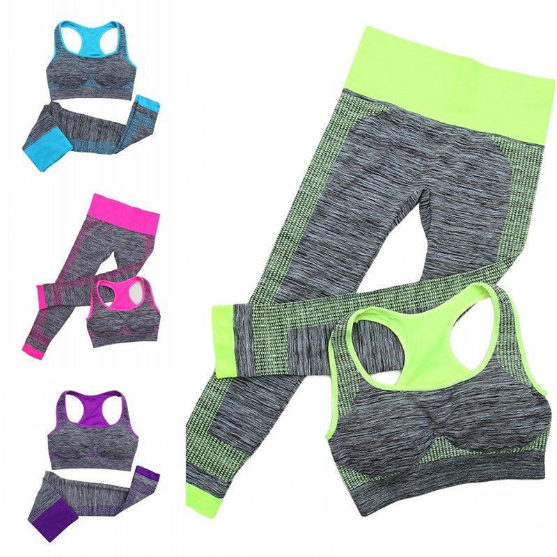 

Seamless Slim Sport Bra Vest+Pants Leggings Set Tracksuit Women Fitness Workout Clothing Gym Sports Running Yoga Sets for Female, Blue