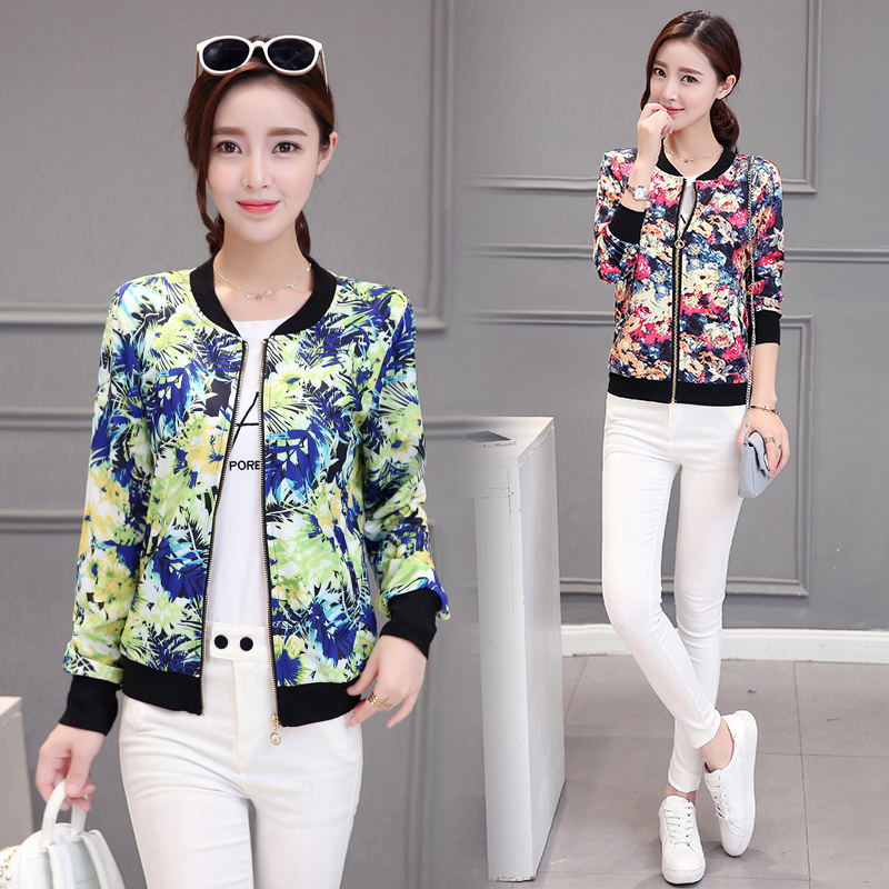 

Women' Print Jackets 2020 Spring Casual Women Basic Jackets Coats Jacket Bomber Female Baseball Slim Jacket Plue Size Outwear, Blue