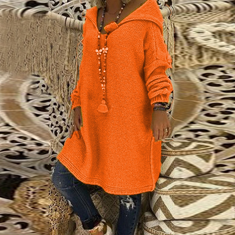 

Women Hoodie Ladies Sweater Jacket Winter Jumper Fashion Knitted Oversized Coat Sweatshirt, Black