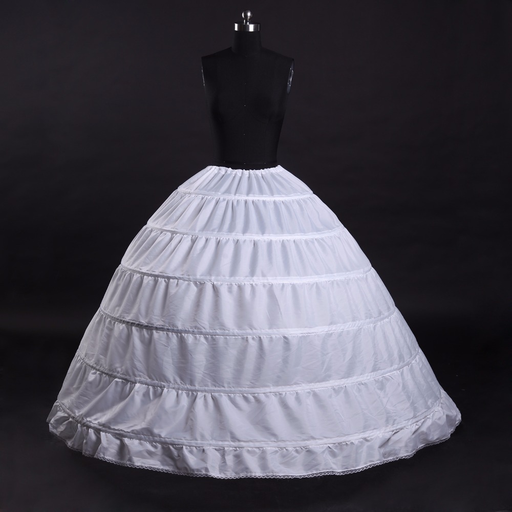 

High Quality 2018 White and Black 6 Hoops Party Dress Petticoat Ball Gowns Gauze Skirt Crinoline Under skirt Accessories Costume, As picture