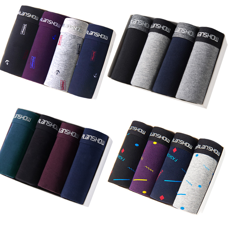 

Cotton Men Boxer Underwear Mens Boxers Shorts Stretch Men's Underwears Boxershorts Spandex Solid Cuecas, Set 4