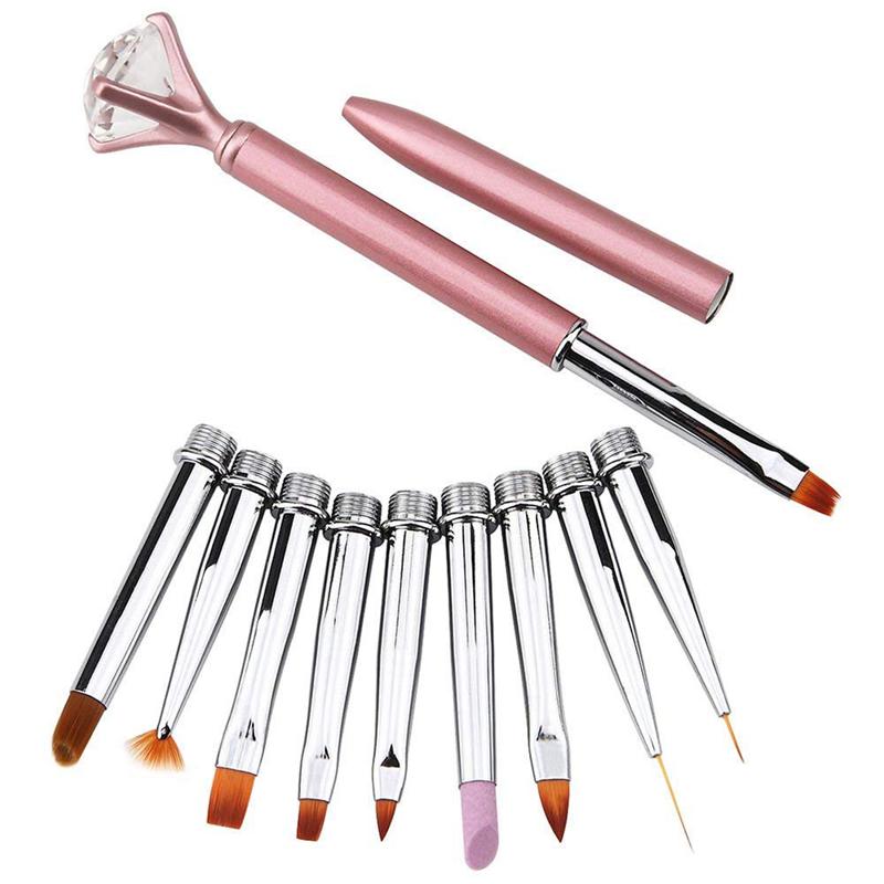 

Nail Design Brush Set 10 pcs Replacement Heads for UV Gel Acrylic Nail Polish Painting Brush Art Art Set