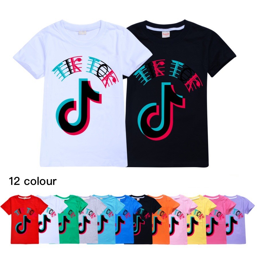 

12 Color TikTok Children Short-Sleeved T-Shirt Cotton tshirt Kids Clothes Kids Tops Boy/Girl Tees Tik Tok Kids t shirt, Orange