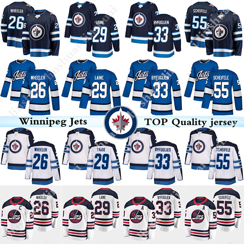 

Men's Winnipeg Jets jersey 29 Patrik Laine Jersey 26 Blake Wheeler 33 Dustin Byfu glien 55 Mark Scheifele Hockey Jerseys, White