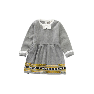 

Kids Designer Dress Girls Brand Knitted Skirt Children Luxury Princess Dress 2019 New Sweet Style Fashion Trend, Gray
