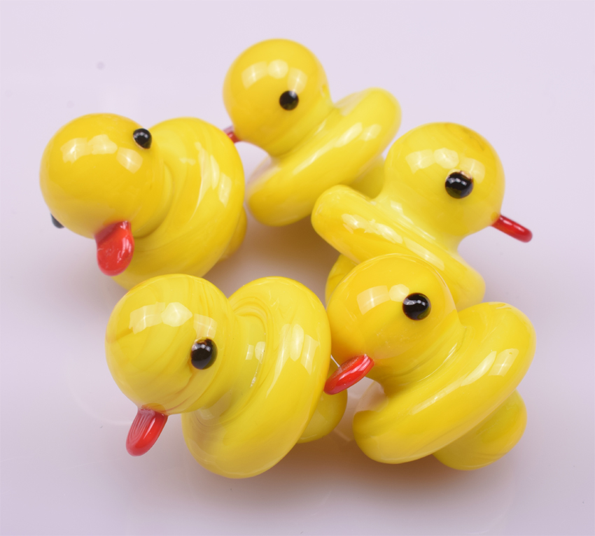 

Solid Colored Glass Yellow Duck UFO Carb Cap dome 22mm OD for glass bongs water pipes oil rigs Thermal P Quartz banger Nails