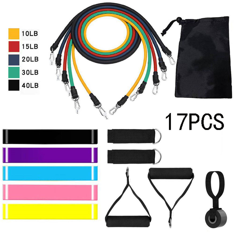 

TPE 17 Piece Set Fitness Rally Pulling Rope Workout Fitness Equipment Elastic Band Elastic Band For Sports Bands