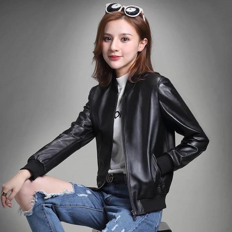 

2019 Autumn Winter Plus Size 4XL Women Fashion Loose Real Leather Jacket Female Casual Short Natural Sheepskin Outerwear R222, Blue
