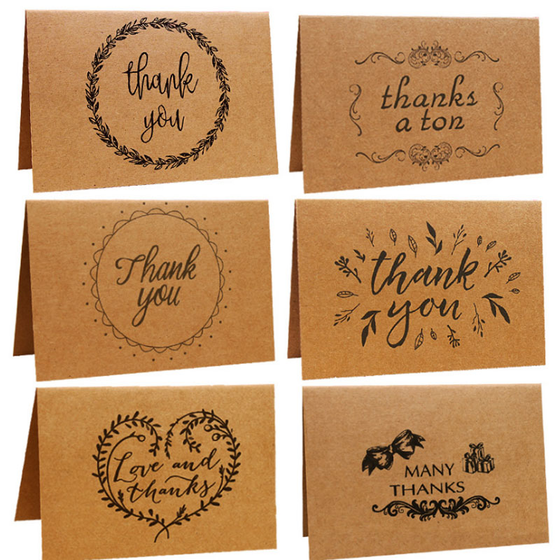 

Kraft Paper Thank You Note Greeting Cards Wedding Birthday Party Reception Crafts Gift Card Free Shipping