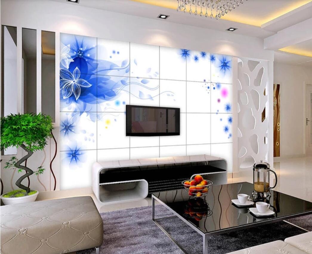 

3d wallpaper custom photo murals Beautiful blue dream flower TV background wall decoration painting decor wall art pictures, Non-woven fabric