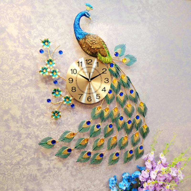 

Wall Clock Peacock Wall Clock Home Large Decorative Clocks Large Quartz Design Bedroom Metal Creative Q