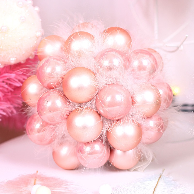 

Christmas Feather Ball Pendant Decorative Hanging Ball Christmas Tree Ornament Holiday Party Wedding Supplies