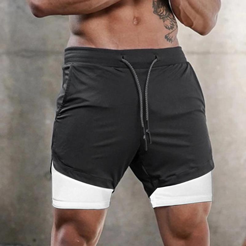 

2020 Summer Running Shorts Men 2 in 1 Sports Jogging Fitness Shorts Training Quick Dry Mens Gym Men Sport gym Short Pants, Black