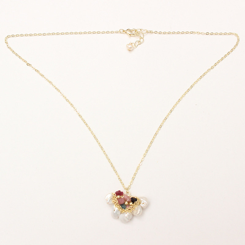 

WT-JN111 New Elegant lady necklace freshwater pearl necklace with tourmaline charms natural pearl wholesale