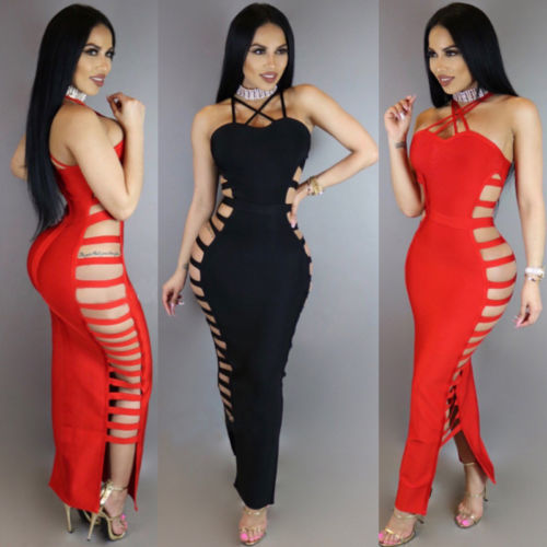 

2020 New Women Hot Summer Holiday Long Dress Ladies So Sexy Party Sleeveless Sundress Black Red Dresses