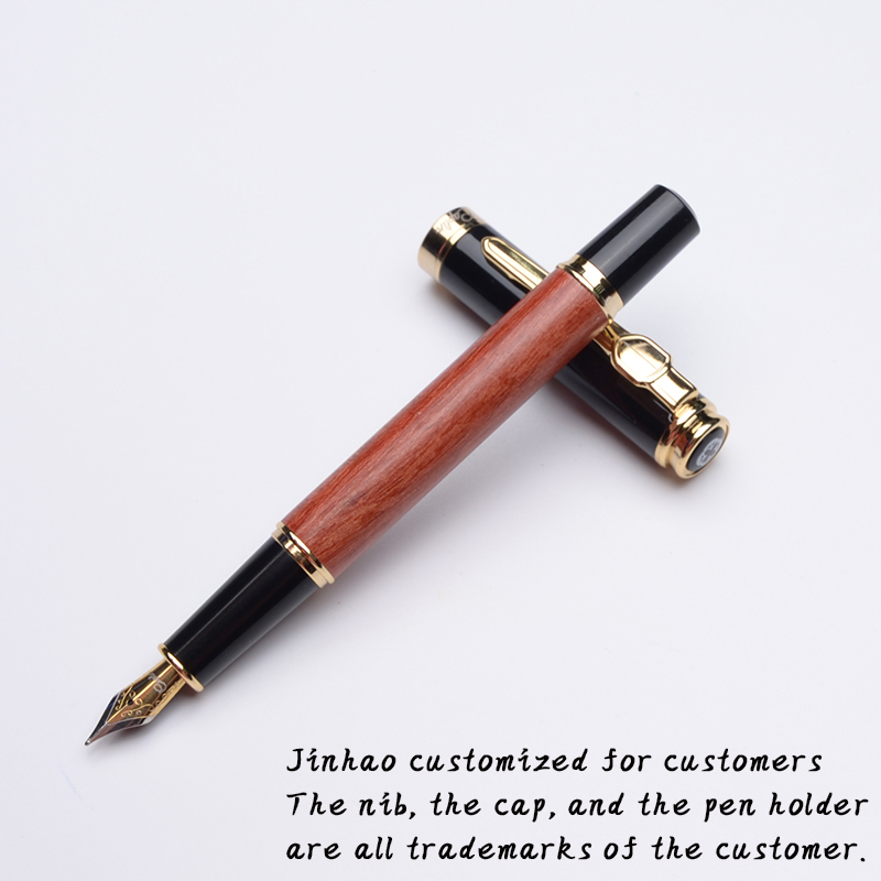 

Classic Wooden Fountain Pen Ink 0.5mm Nib Calligraphy Pen Jinhao 8802 Stationery Office School Supplies Custom Models Encrier, Red