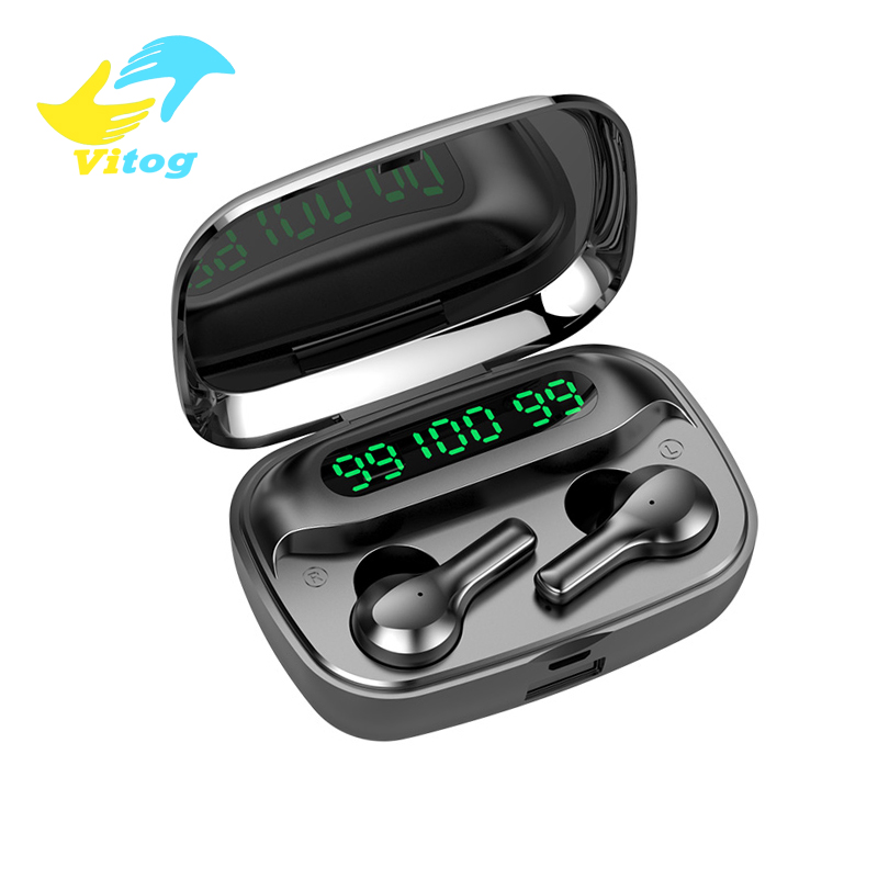

Vitog R3 TWS v5.0 bluetooth Stereo Wireless Earphones Waterproof Earbuds With 3 LED Display Sport Headsets, Black