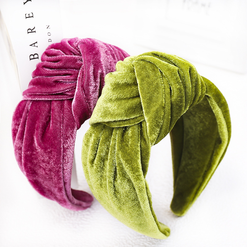 

Fashion Velvet Hair Bands For Women Silk Cloth Turban Headband Knot Hair Clips Hoop Accessories Girls Head warp diademas