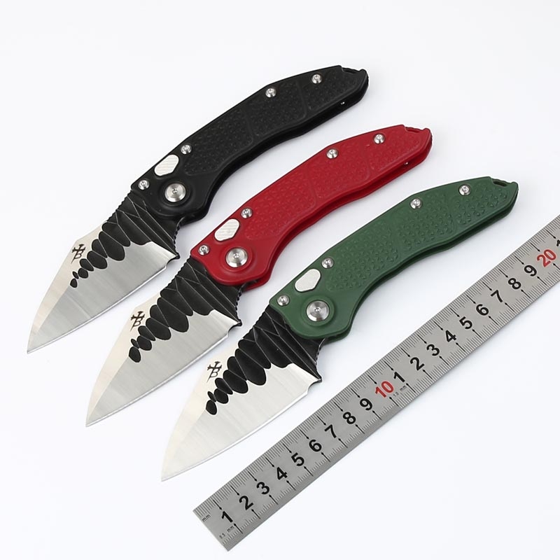 

High Quality Microtech Stitch Black Blade D2 blade Nylon with glass fiber handle AUTO Tactical Combat folding knife